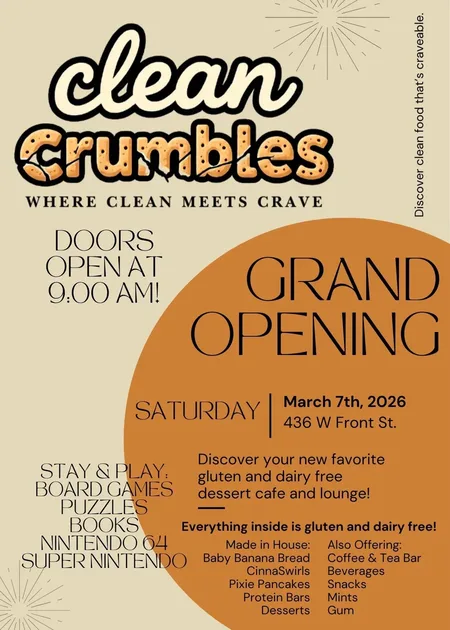 Clean Crumbles opening day flyer