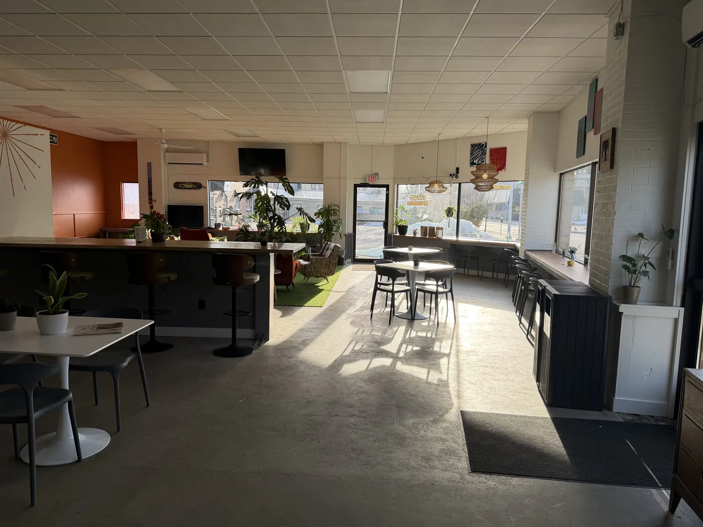 Morning sun through the windows